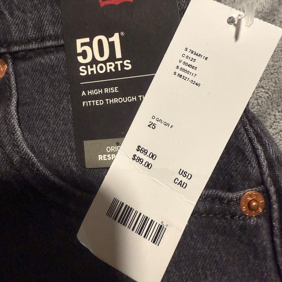 NWT Levi’s 501 Premium Cutoff Denim Short size  25 - Picture 2 of 6